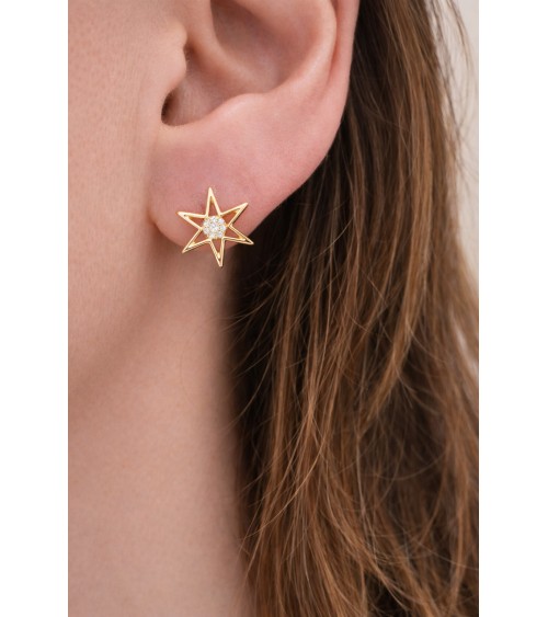 Boucles d'oreilles étoile en plaqué or et oxyde de zirconium au centre