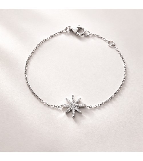 Bracelet étoile en argent 925/1000ème rhodié et oxyde de zirconium