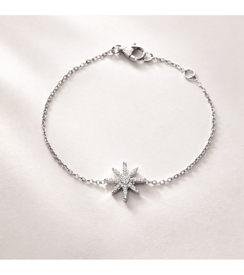 Bracelet étoile en argent 925/1000ème rhodié et oxyde de zirconium