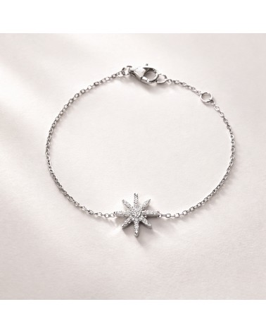 Bracelet étoile en argent 925/1000ème rhodié et oxyde de zirconium