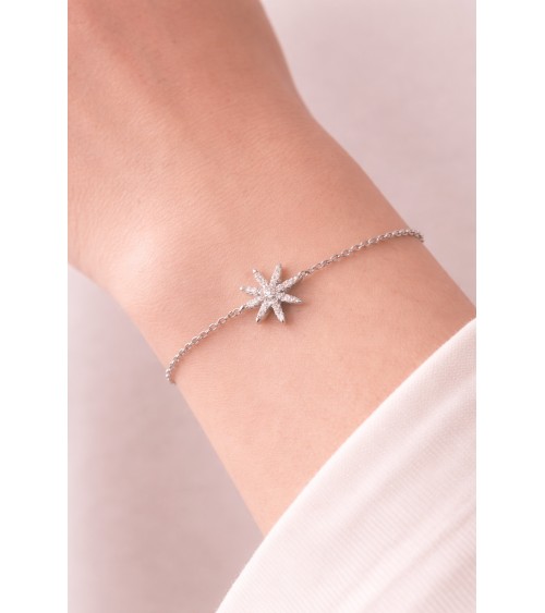 Bracelet étoile en argent 925/1000ème rhodié et oxyde de zirconium