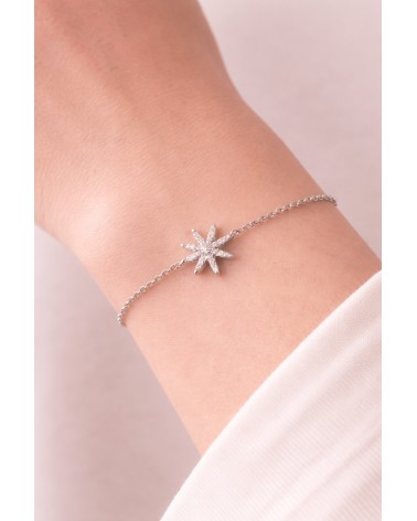 Bracelet étoile en argent 925/1000ème rhodié et oxyde de zirconium