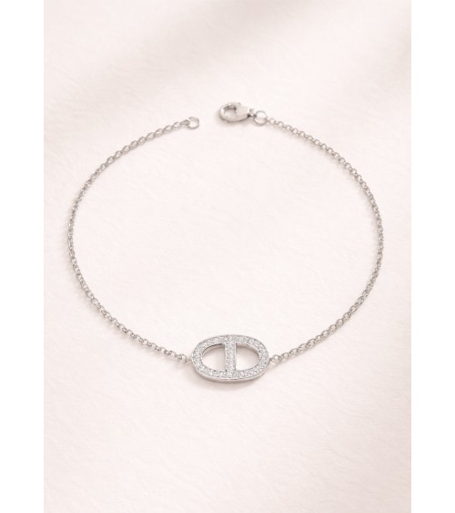 Bracelet maille marine en argent 925/1000 et oxydes de zirconium