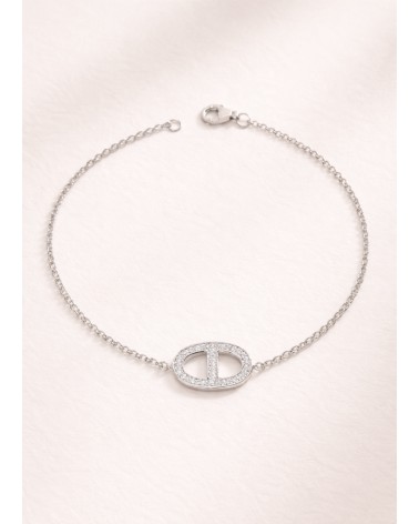 Bracelet maille marine en argent 925/1000 et oxydes de zirconium