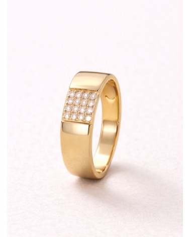 Bague anneau large avec un carré en oxydes de zirconium