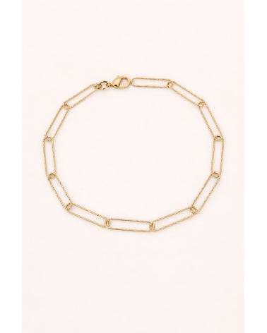 Bracelet en plaqué or à maillons rectangles striés