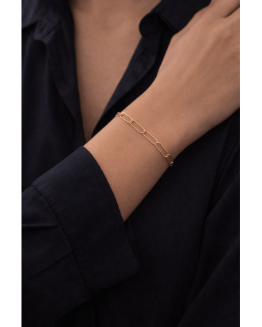 Bracelet en plaqué or à maillons rectangles striés