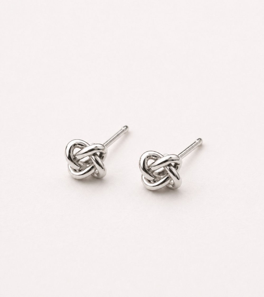 Boucles d’oreilles puces nœud argenté 7 mm SIUKA