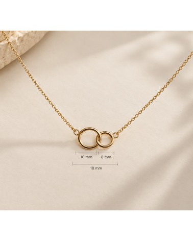 Collier plaqué or deux anneaux entrelacés