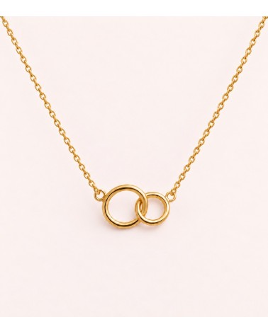 Collier plaqué or deux anneaux entrelacés