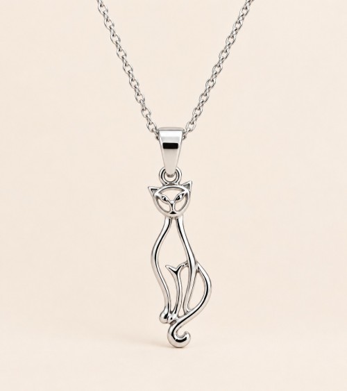 Pendentif Chat en Argent 925 – Silhouette Féline