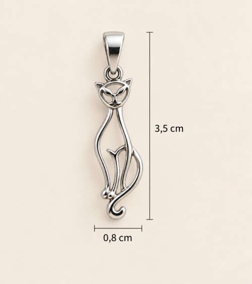 Pendentif Chat en Argent 925 – Silhouette Féline
