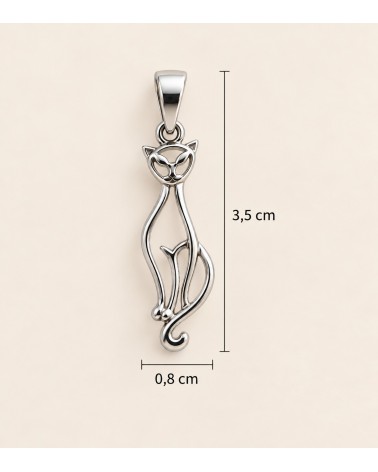 Pendentif Chat en Argent 925 – Silhouette Féline