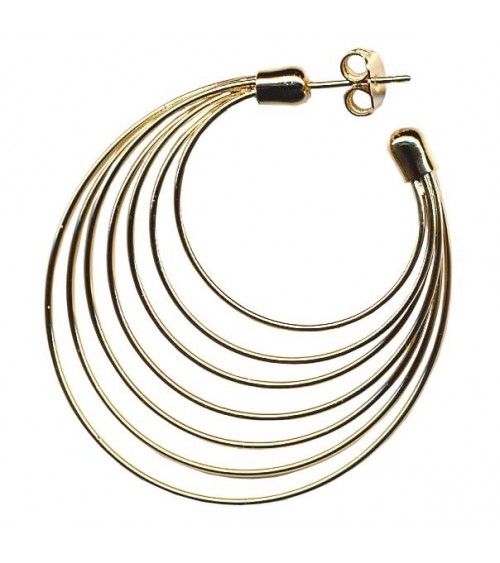 Boucles d'oreilles créoles 7 fils en plaqué or, avec fermeture à clous