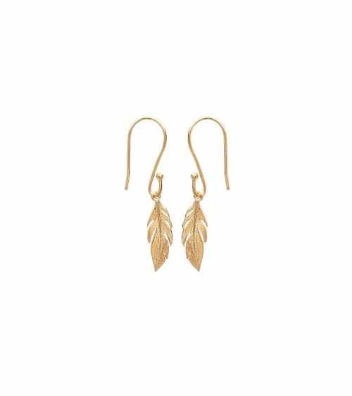 Boucles d'oreilles "plume" en plaqué or avec crochets