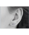 Boucles d'oreilles "contour d'oreilles" "plume" en argent 925/1000 rhodié 