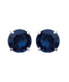 Boucles d'oreilles en argent 925/1000 rhodié et oxydes de zirconium bleu saphiir 4 griffes, avec poussettes