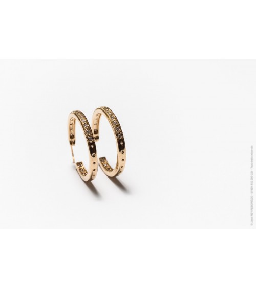Boucles d'oreilles créoles en plaqué or et oxydes de zirconium en diamètre 30 mm