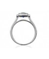 Bague carrée en argent 925/1000 rhodié avec oxydes de zirconium blancs et bleu