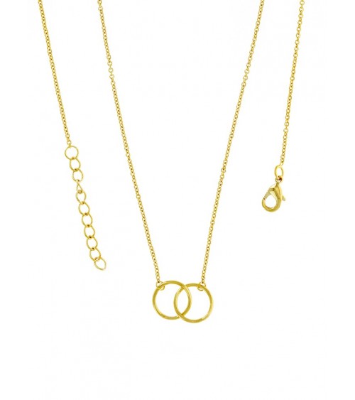 Collier double anneau entrecroisé en plaqué or, en longueur 45 cm ajustable à 42 cm