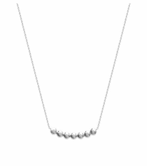 Collier en argent 925/1000 rhodié comportant 7 demi boules (longueur 45 cm réglable 42 cm,40 cm)