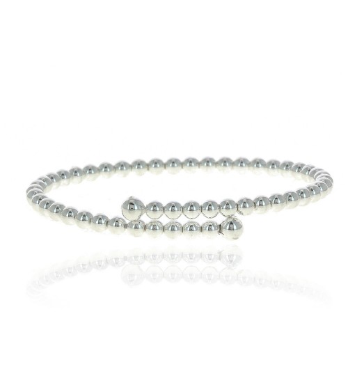 Bracelet entrecroisé rigide "boules" en argent 925/1000 rhodié