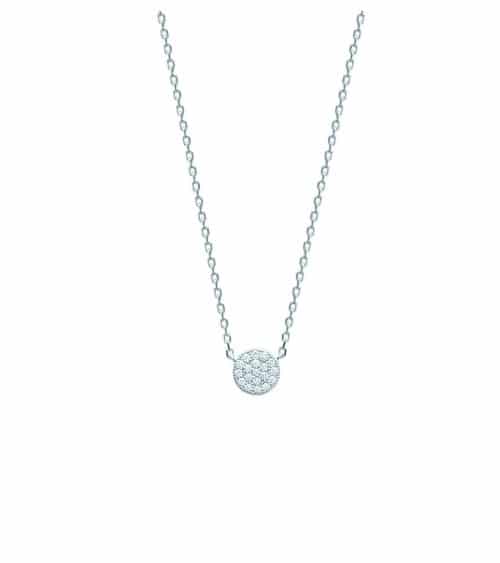 Collier en argent 925/1000 rhodié avec pastille sertie d'oxydes de zirconium, en longueur 42 cm  ajustable à 48 cm