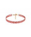 Bracelet "épi" en plaqué or et émail de couleur orange, en longueur 17 cm + 3 cm de chaîne d'extension