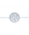 Bracelet en argent 925/1000 rhodié et oxydes de zirconium,avec motif "arbre de vie", en longueur 18 cm