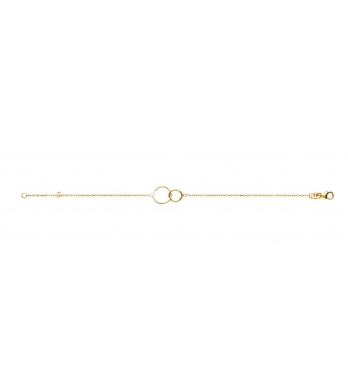 Bracelet double anneau en plaqué or, en longueur 18 cm