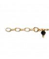 Bracelet en plaqué or avec "pampilles" en cristal noir (longueur 18 cm ajustable à 16 cm)