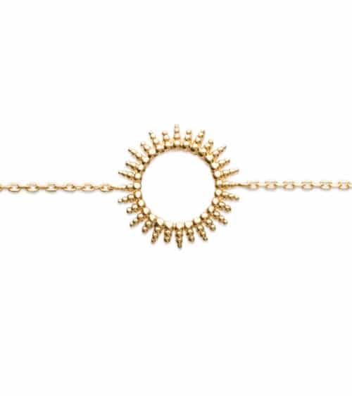 Bracelet "soleil" en plaqué or, en longueur 18 cm réglable à 16 cm