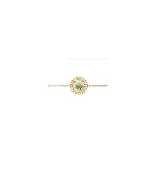 Bracelet en plaqué or avec en son centre une aventurine, longueur 18 cm  réglable à 16 cm