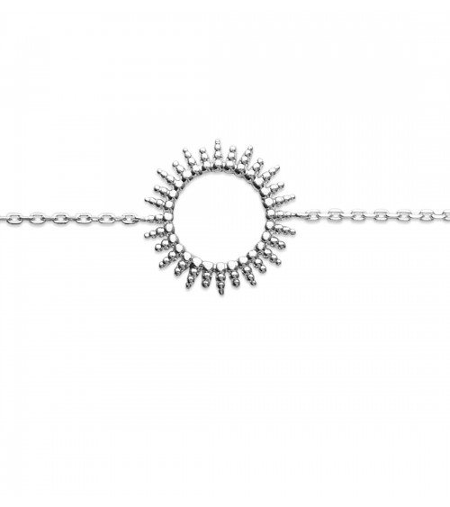 Bracelet en argent 925/1000 rhodié avec motif "soleil", en longueur 18 cm  réglable à 16 cm