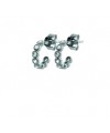 Boucles d'oreilles petites créoles en argent 925/1000 rhodié et oxyde de zirconium, avec poussettes