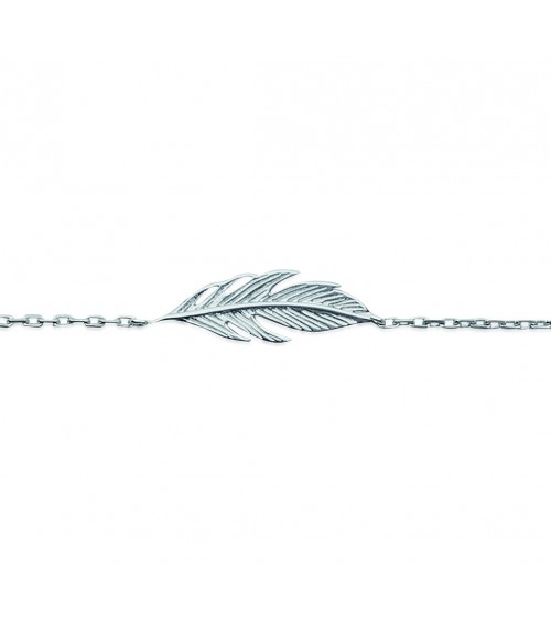Collier "plume" en argent 925/1000 rhodié, en longueur 45 cm pouvant être ramenée à 42 cm
