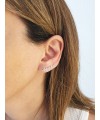 Boucles d'oreilles "contours d'oreilles" motif épi en argent 925/1000 rhodié