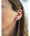 Boucles d'oreilles en argent 925/1000 rhodié avec "pastille" sertie d'oxydes de zirconium