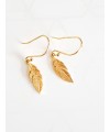 Boucles d'oreilles "plume" en plaqué or avec crochets