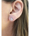 Boucles d'oreilles en argent 925/1000 rhodié serties clos avec oxydes de zirconium blancs, avec poussettes (diamètre 5 mm)