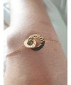 Bracelet double anneau en plaqué or martelé, en longueur 18 cm réglable à 16 cm