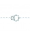 Gourmette double anneau entrelacé en argent 925/1000ème rhodié et oxydes de zirconium blancs