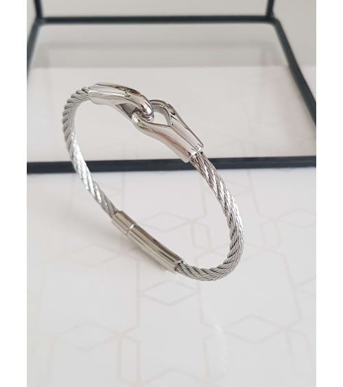 Bracelet homme en câble acier motif "menottes" (66 mm)