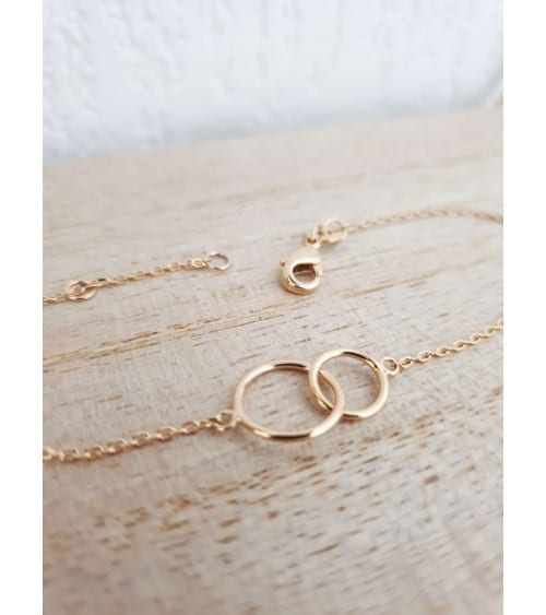 Bracelet double anneau en plaqué or, en longueur 18 cm