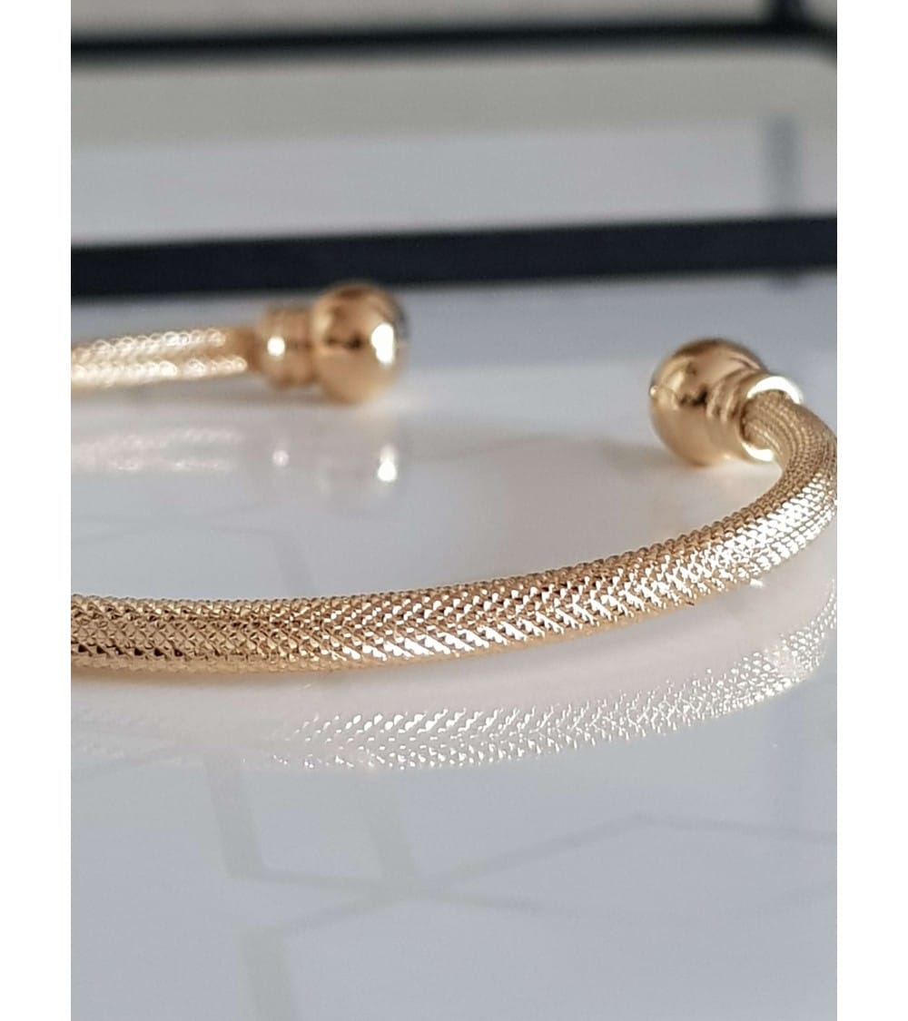 Bracelet Rigide Ouvert Plaqué Or - Bijou Occasion, Légèrement Tordu - Sans Marque, Couleur Dorée