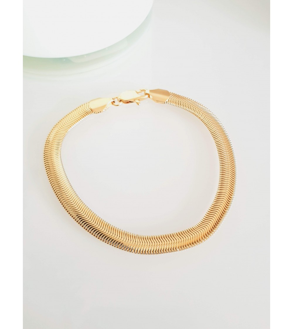Bracelet maille serpent plate en plaqué or
