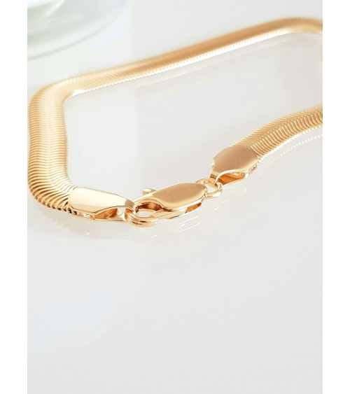 Bracelet maille serpent plate en plaqué or