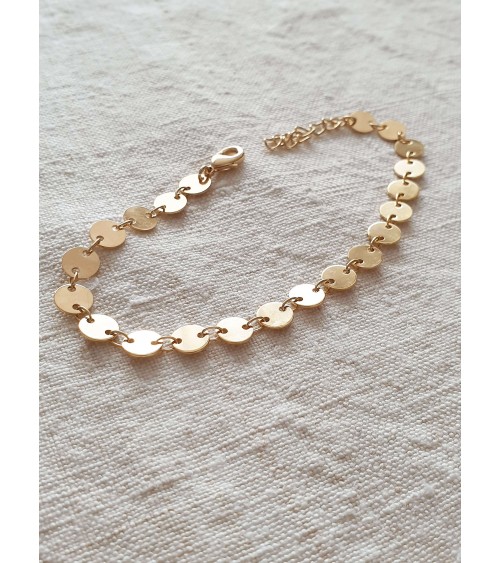 Bracelet en plaqué or avec pastilles lisses, en longueur 20 cm
