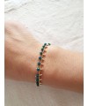 Bracelet en plaqué or avec pampilles en pierres bleu canard (longueur 17 cm + extension 3 cm)