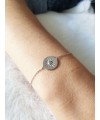 Bracelet en argent 925/1000 rhodié avec pastille étoilée comportant 1 oxyde de zirconium (longueur 18 cm réglable à 16 cm)
